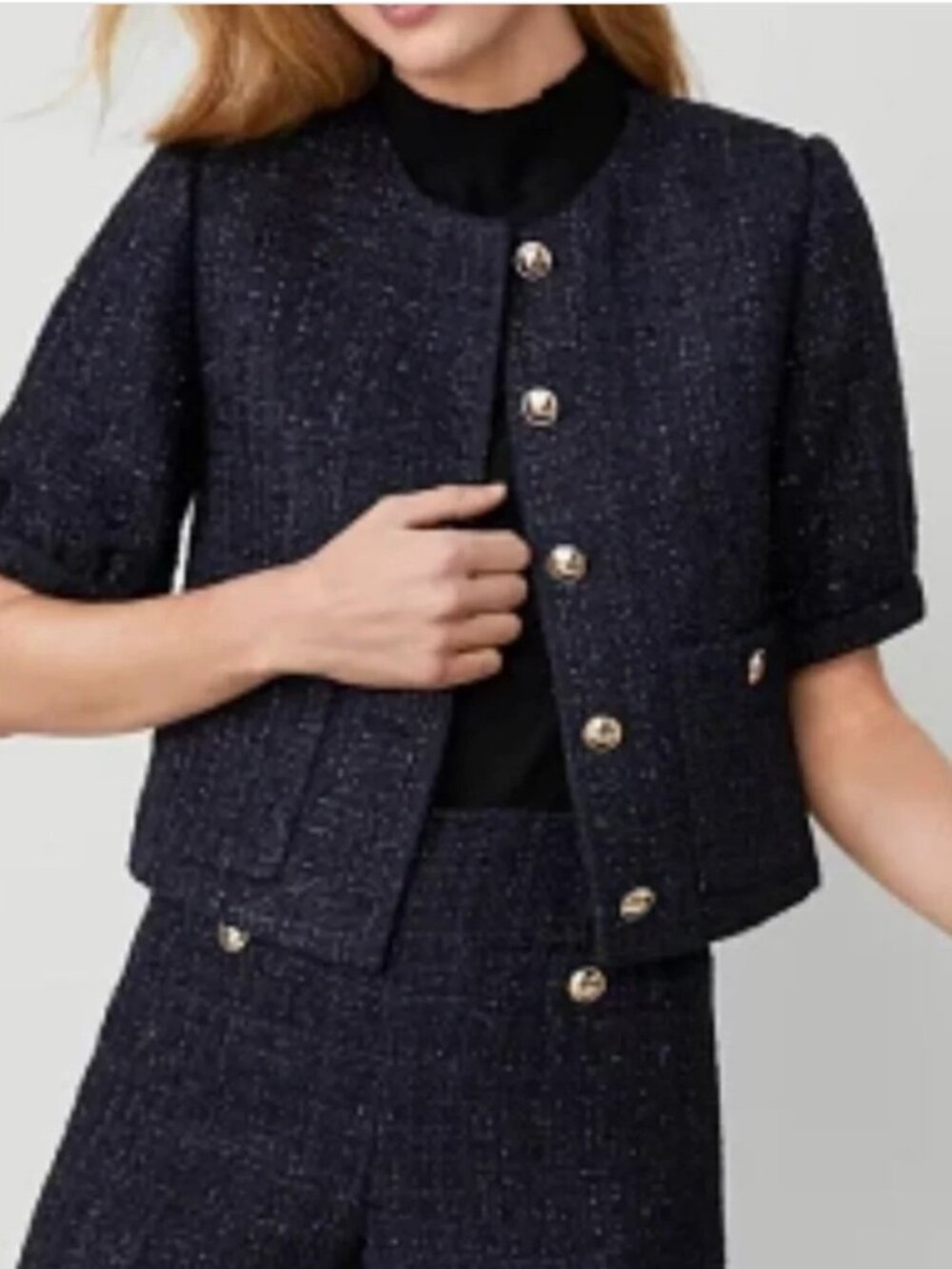 Ann Taylor Tweed Short Sleeve Jacket